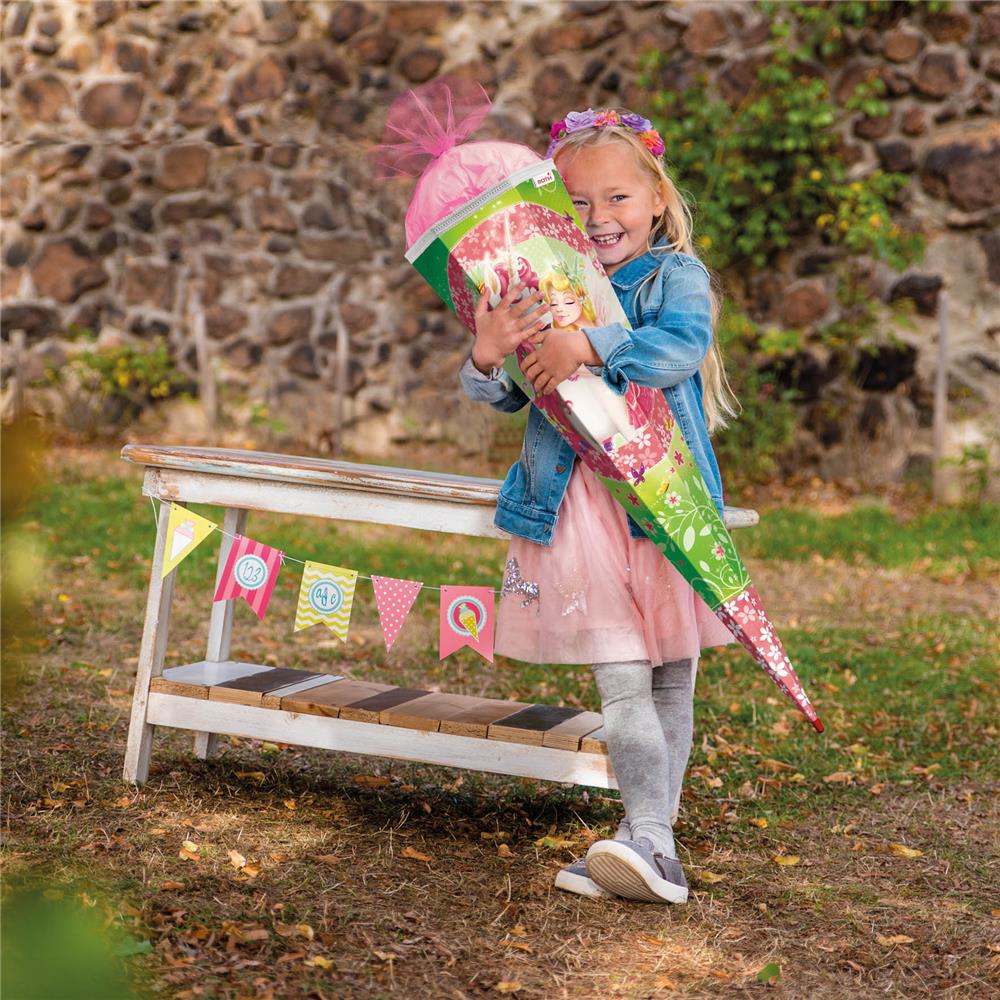 Roth Schultüte Einhornglück, 85cm, eckig, Rot(h)-Spitze, Tüllverschluss