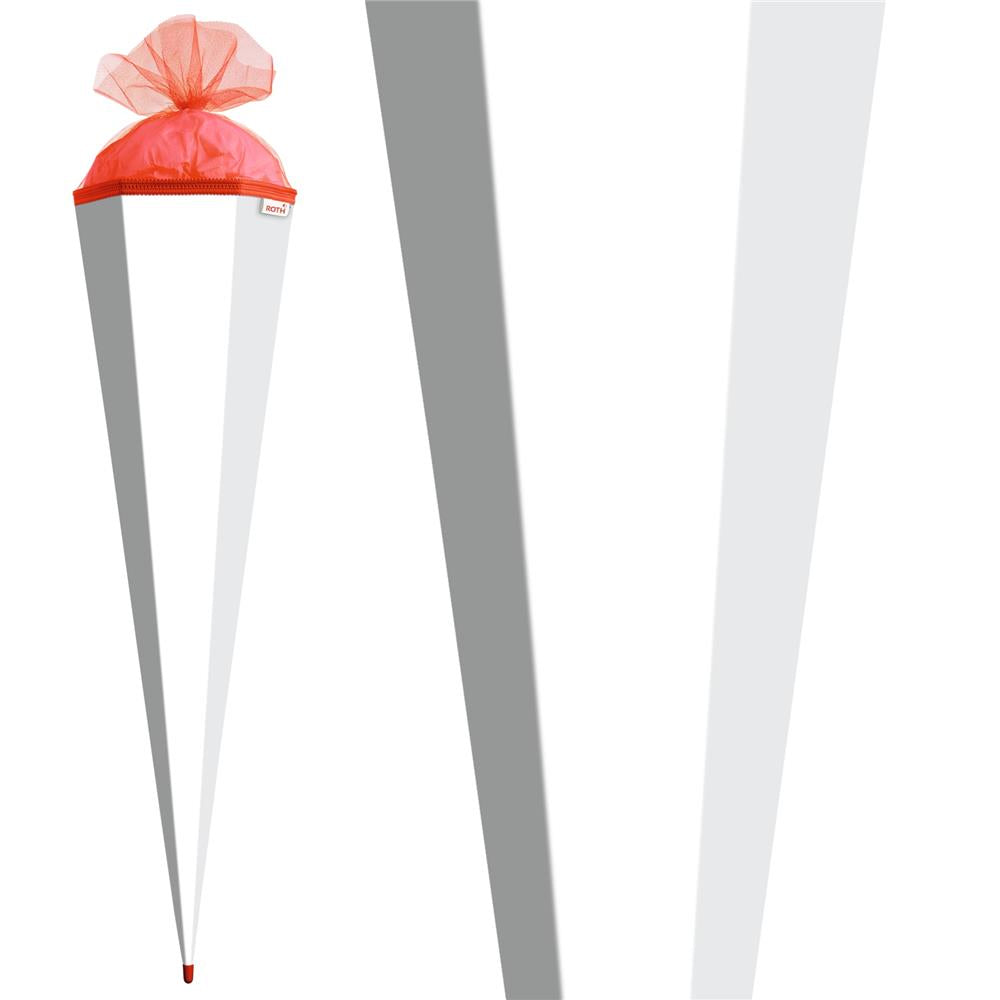 Roth Schultüte-Rohling/Basteltüte, weiß, 85cm, eckig, Rot(h)-Spitze, mit Tüllverschluss (rot)
