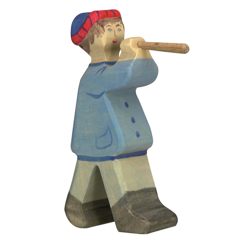 Holztiger Holzfigur - Hirte mit Flöte 2, Krippenfigur, Holzspielzeug, ab 3 Jahren