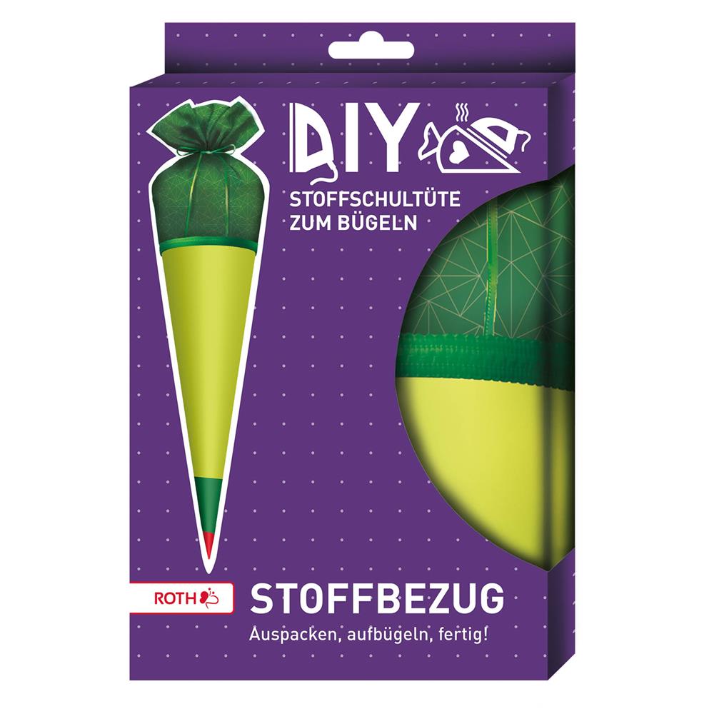 Roth Schultüte Stoffbezug mit Satinschleife, grün, 70cm, rund - ohne Rohling