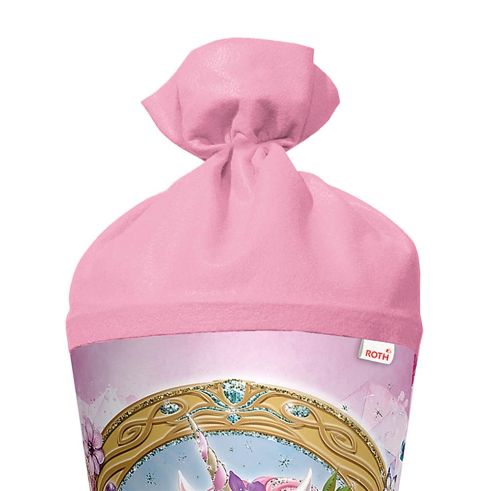 Roth Schultüte Einhorn Beauty, 70cm, rund, Rot(h)-Spitze, Filzverschluss, Glitter