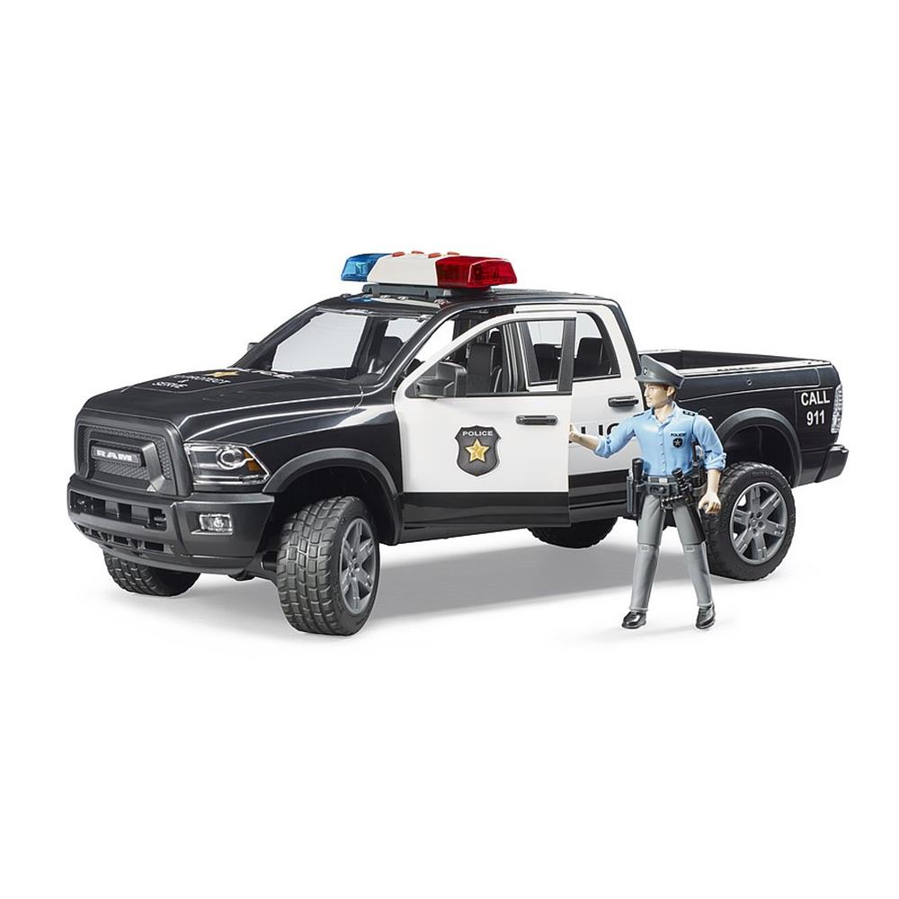 Bruder 02505 - RAM 2500 Polizei Pickup mit Polizist, 1:16, mit Licht & Sound