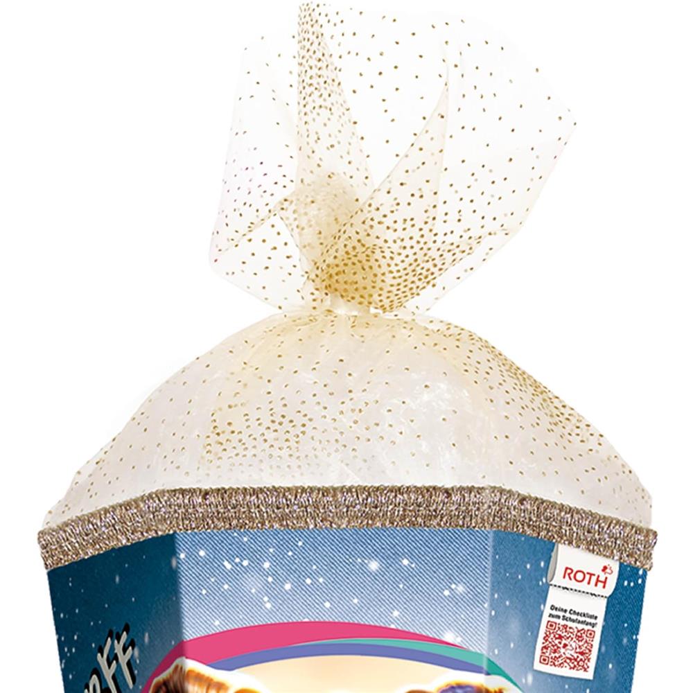 Roth Schultüte Best Friends Forever, 85cm, eckig, Rot(h)-Spitze, Tüllverschluss (Organza gold), Goldborte