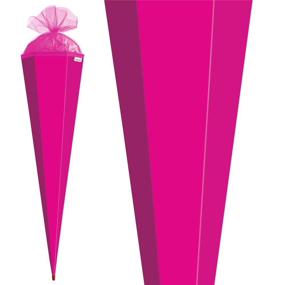 Roth Schultüte-Rohling/Basteltüte, pink, 85cm, eckig, Rot(h)-Spitze, mit Tüllverschluss