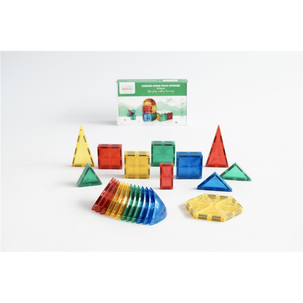 Cleverclixx Kuppel-Bausatz Knallfarben 47 Teile, gebogene Magnetbausteine, abwechslungsreiche Form