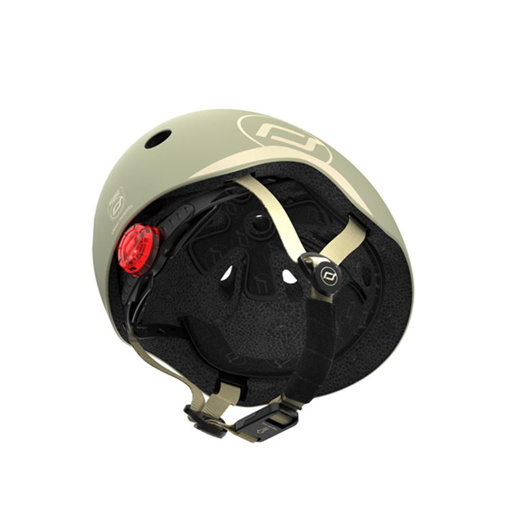 Scoot & Ride Kinderhelm Größe XXS-S (45-51 cm) olive - Schutzhelm mit LED-Licht