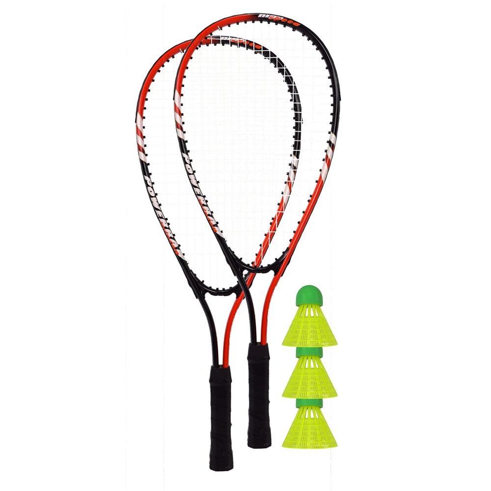 Best Sporting Power Badminton Set, 2 Schläger 3 Bälle Tasche, Orange/Schwarz