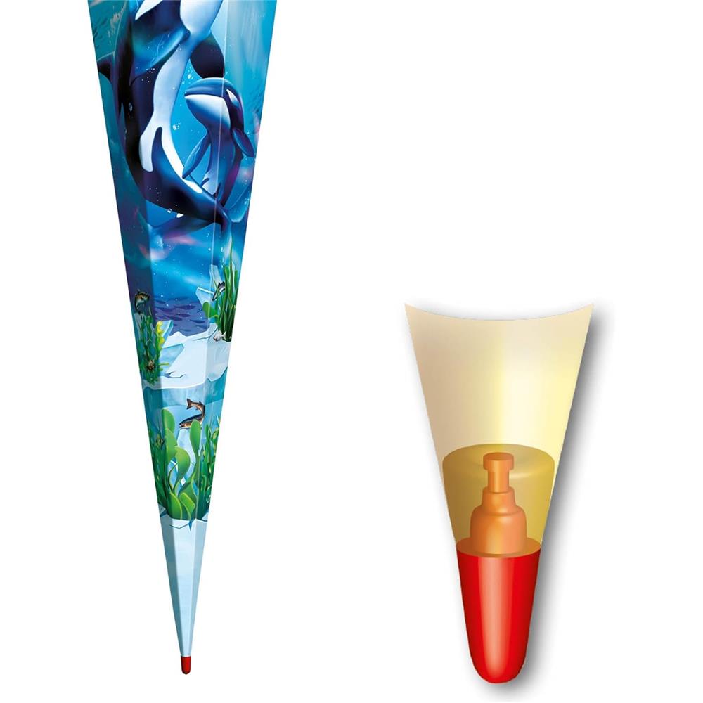 Roth Schultüte Orcas, 85cm, eckig, Rot(h)-Spitze, Tüllverschluss