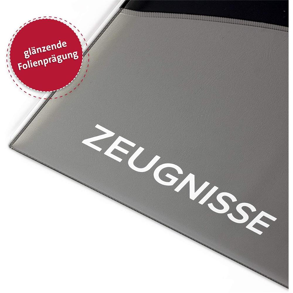 Roth Zeugnismappe Duo Grau, mit 12 A4 Klarsichthüllen, dokumentenecht