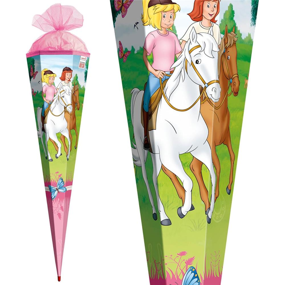 Roth Schultüte Bibi und Tina - Pferdefreunde, 85cm, eckig, Rot(h)-Spitze, Tüllverschluss