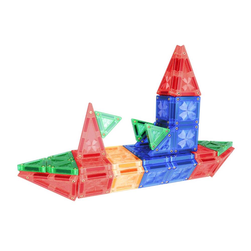 Cleverclixx Mini Tiles Pack Knallfarben 28 Teile, kompaktes Design für unterwegs ToGo, inklusive Aufbewahrungsbox, Magnetspielzeug