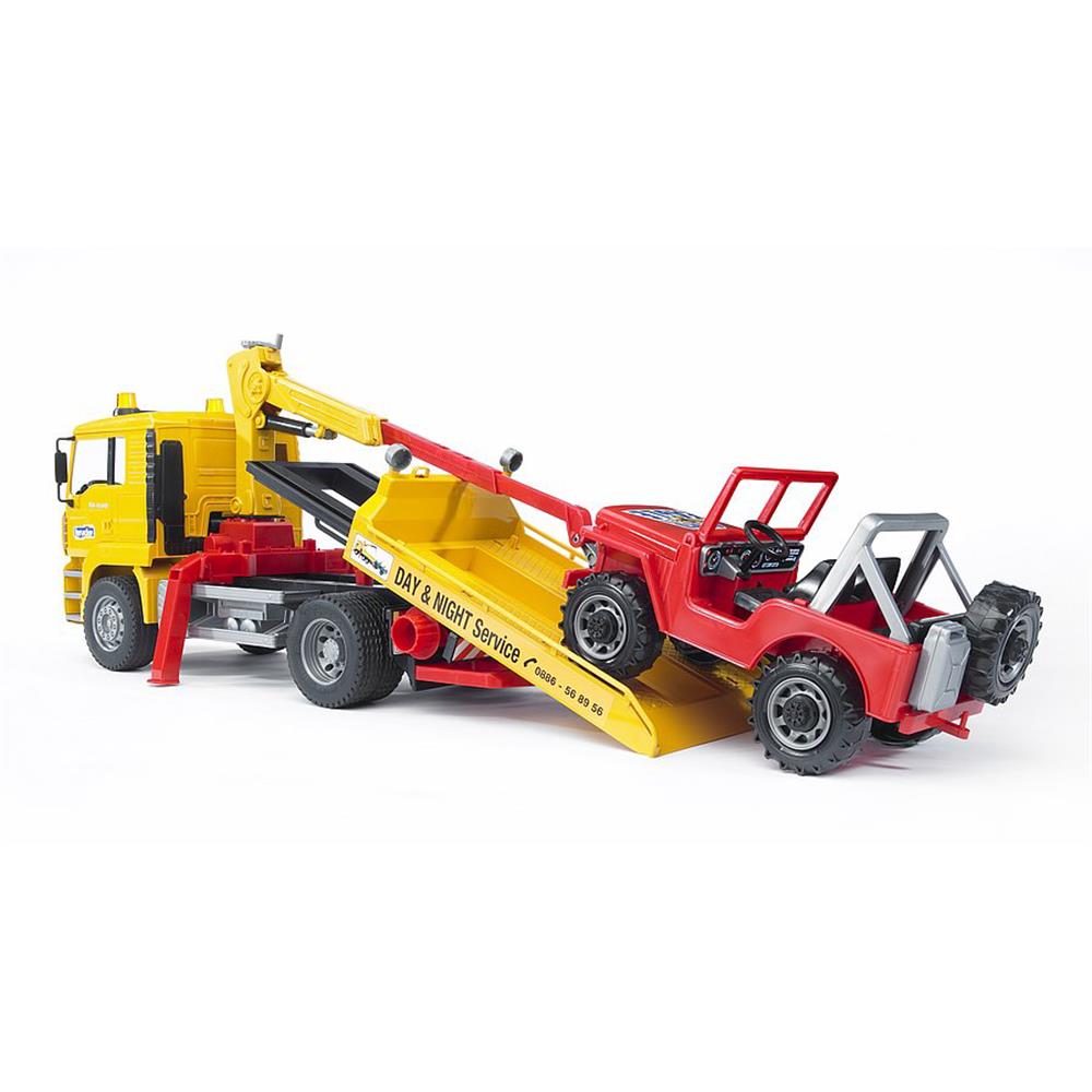 Bruder 02750 - MAN TGA Abschlepp-LKW mit Geländewagen, 1:16