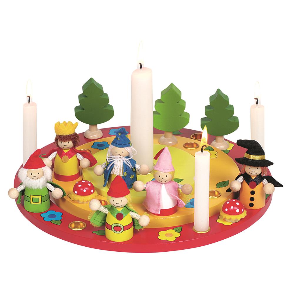 Goki Geburtstagskranz mit Figuren – Märchenhafte Holzdeko für Kindergeburtstage