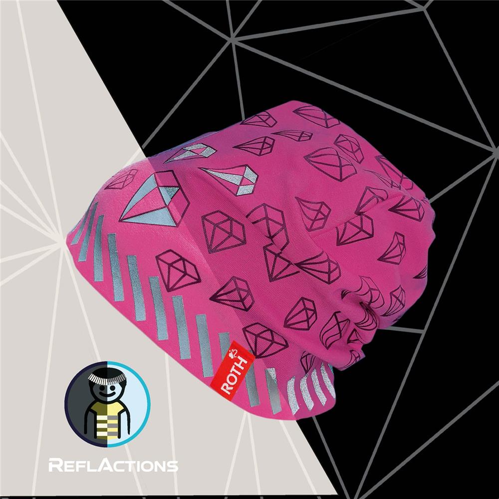 Roth ReflActions Jersey-Beanie Diamant, Pink, 5-8 Jahre, 50-54cm, mit reflektierendem Details