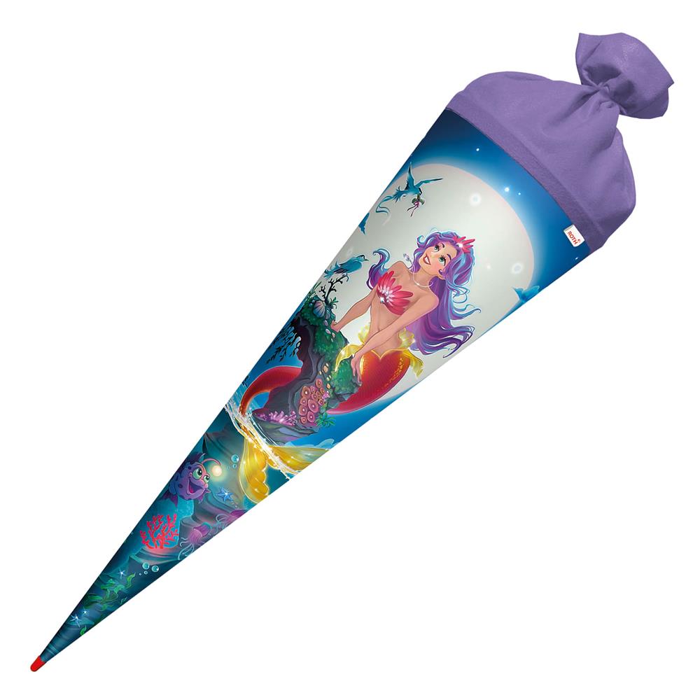Roth Schultüte Magische Meerjungfrau, 70cm, rund, Rot(h)-Spitze, Filzverschluss