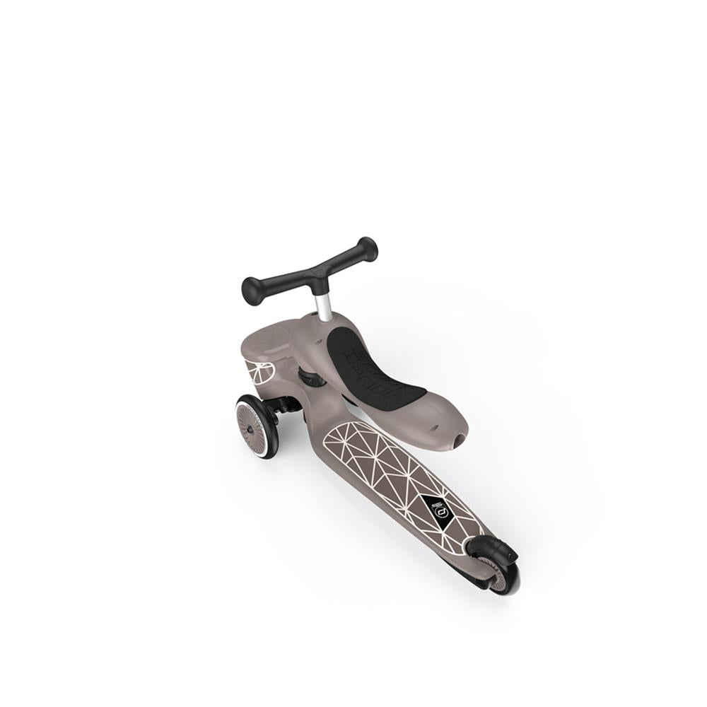 Scoot & Ride Highwaykick 1 Lifestyle, brown lines - Kinderroller mit Aufbewahrungsbox