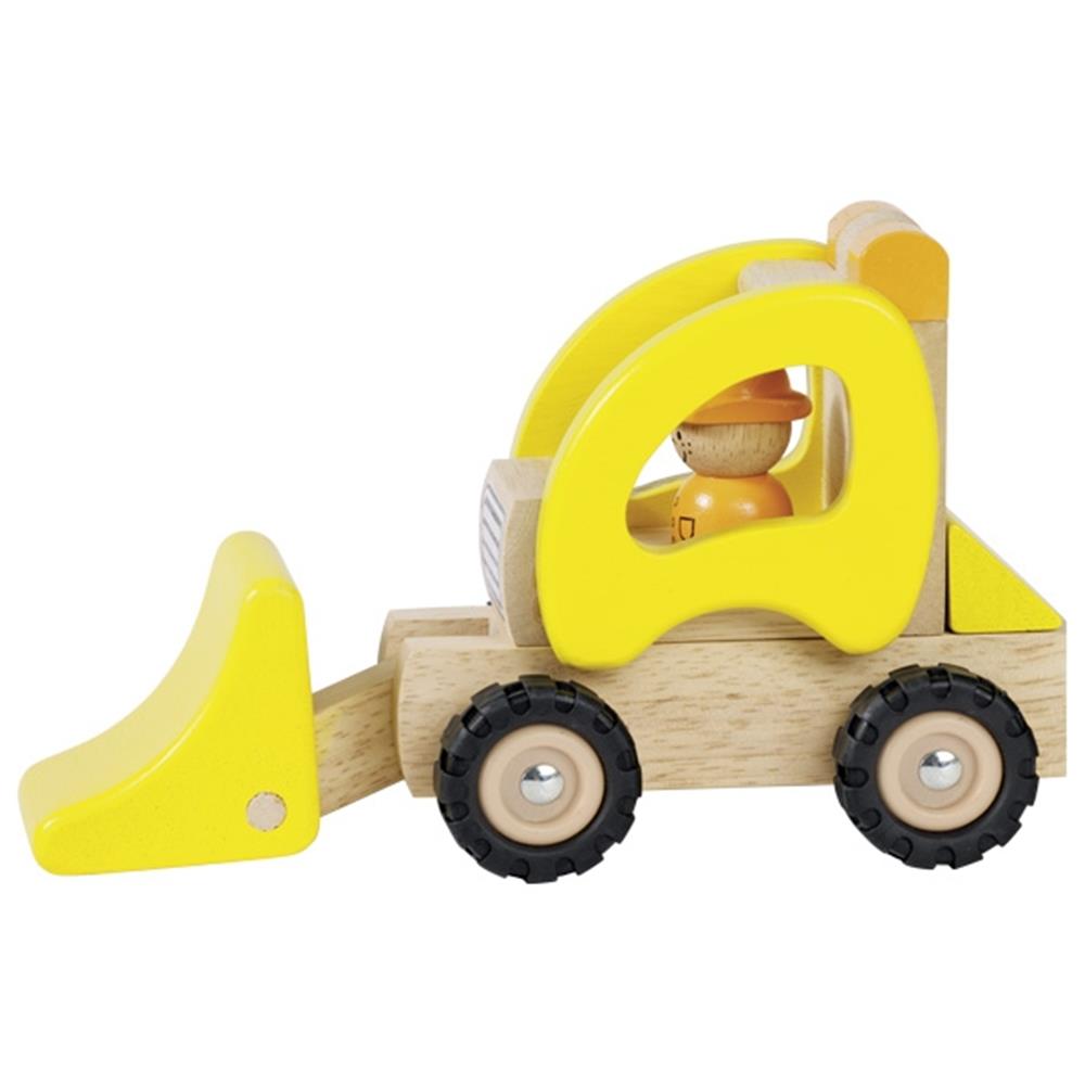 goki Baufahrzeug aus Holz - Radlader mit Spielfigur