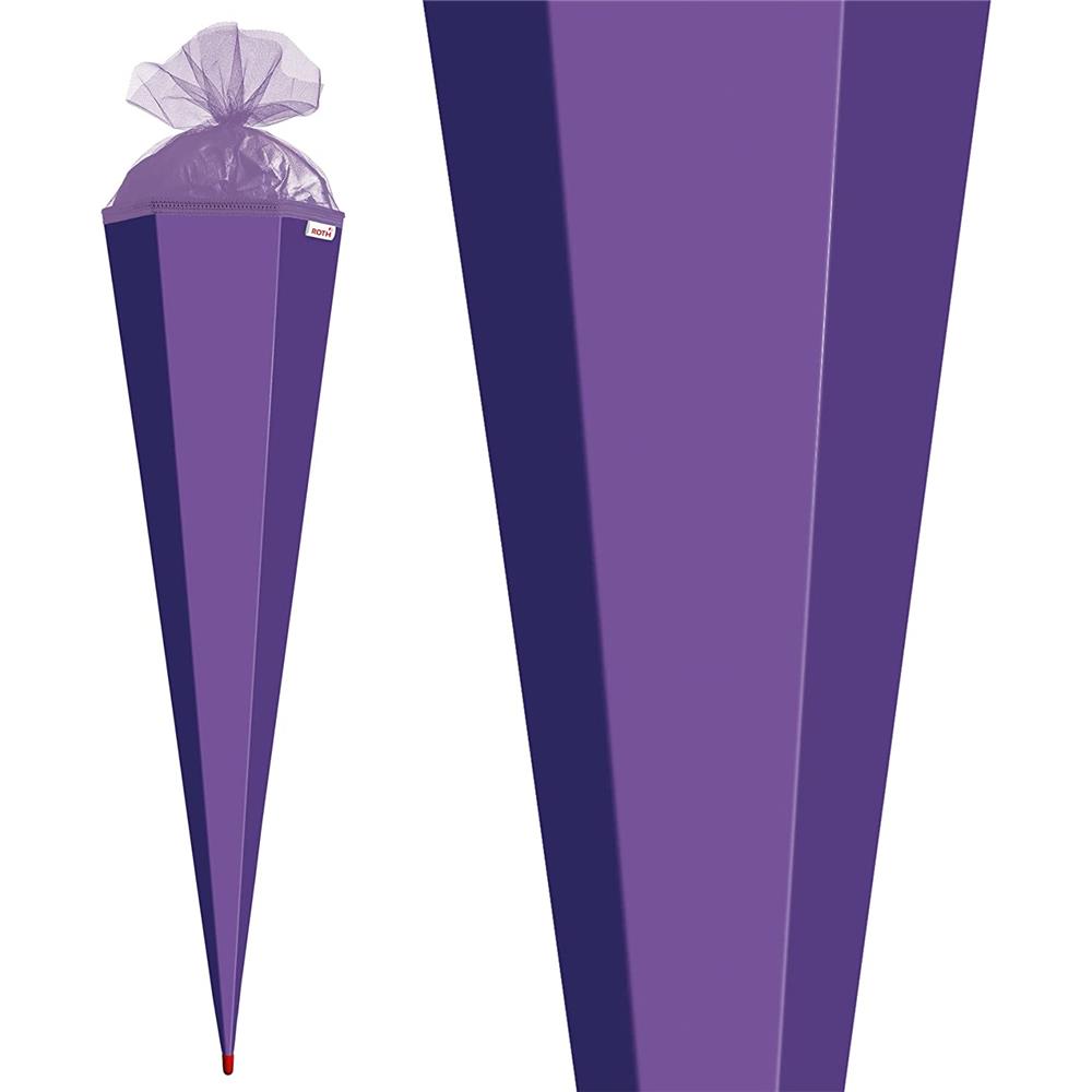 Roth Extra große XXL Schultüte-Rohling/Basteltüte, lila, 100cm, eckig, Rot(h)-Spitze, Tüllverschluss