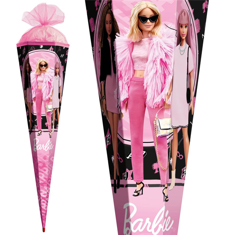 Roth Schultüte Barbie, 85cm, eckig, Rot(h)-Spitze, Tüllverschluss