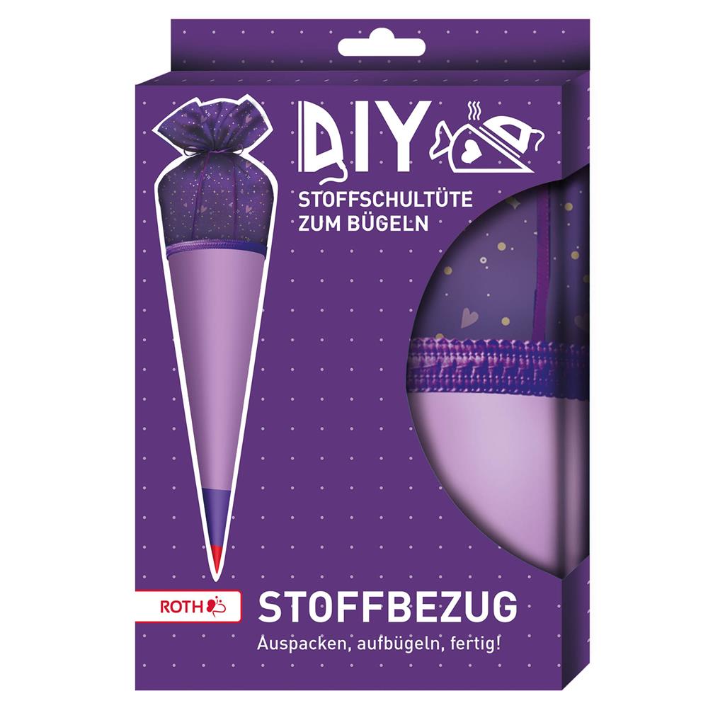 Roth Schultüte Stoffbezug mit Satinschleife, lila, 70cm, rund - ohne Rohling