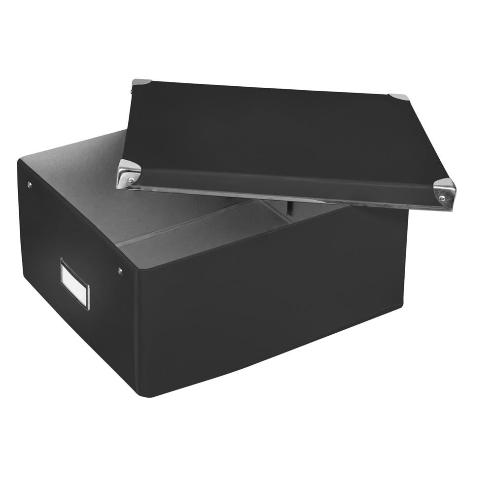 Idena Aufbewahrungsbox mit Deckel und Beschriftungsfeld, schwarz