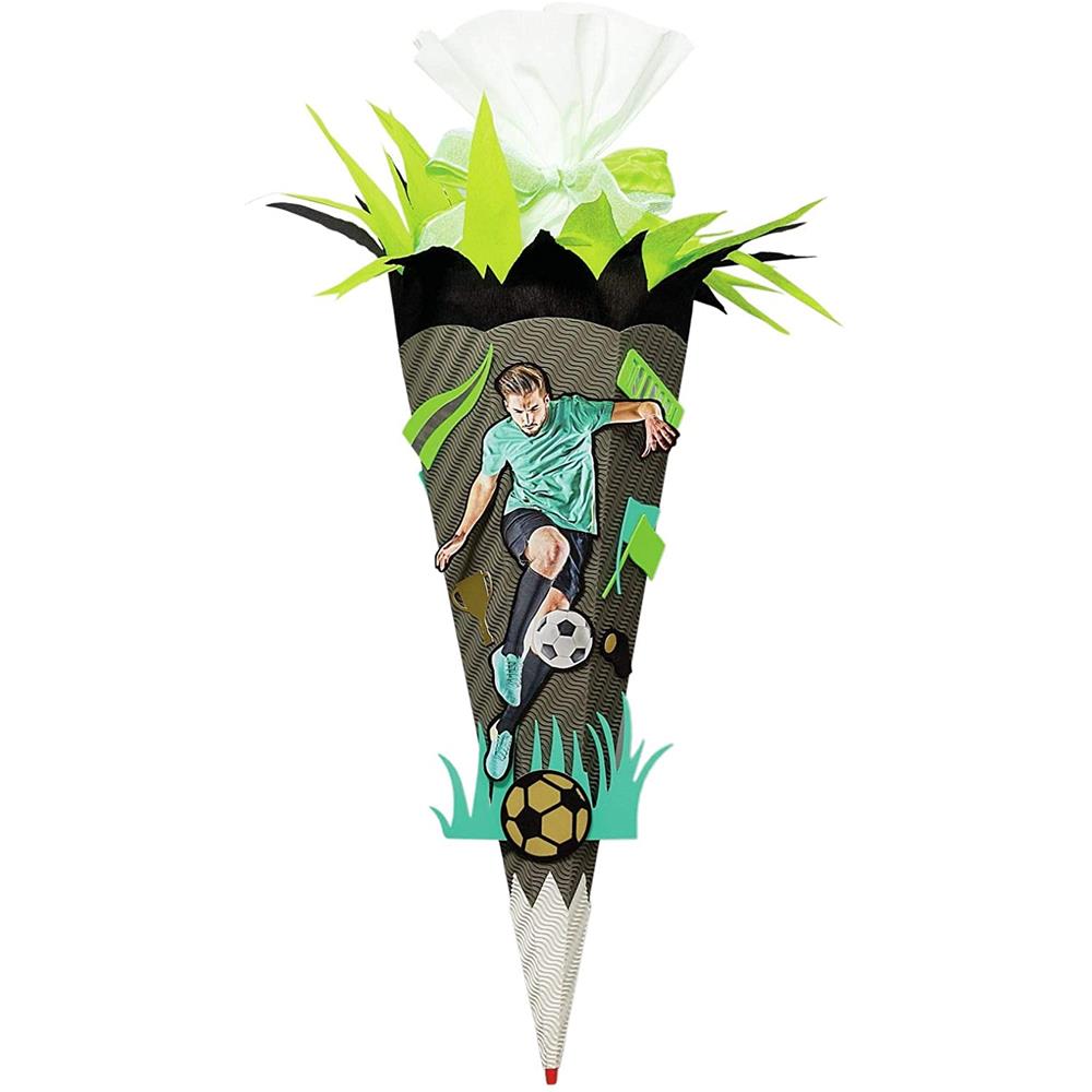 Roth Schultüte-Bastelset, Fußballstar, 68cm, eckig, Rot(h)-Spitze, Kreppverschluss