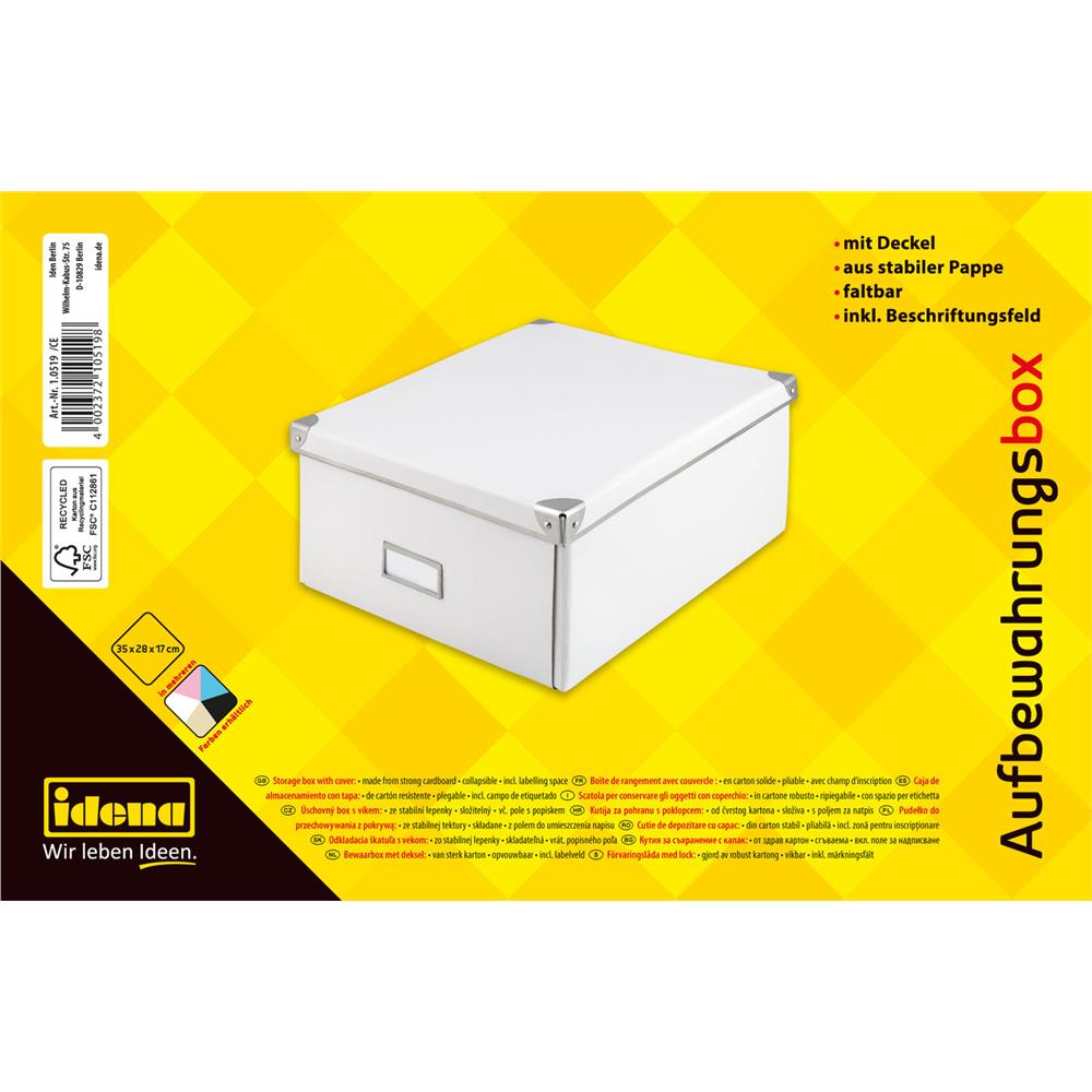 Idena Aufbewahrungsbox mit Deckel und Beschriftungsfeld, weiß