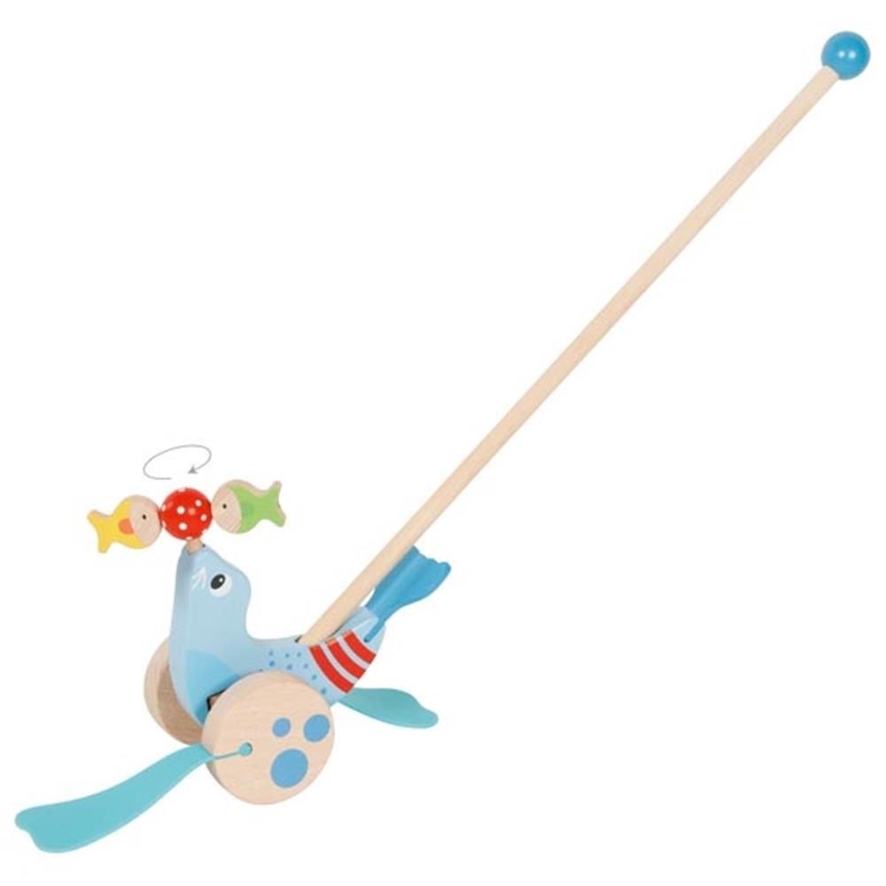 Goki Schiebetier Robbe, Holzspielzeug für Kleinkinder