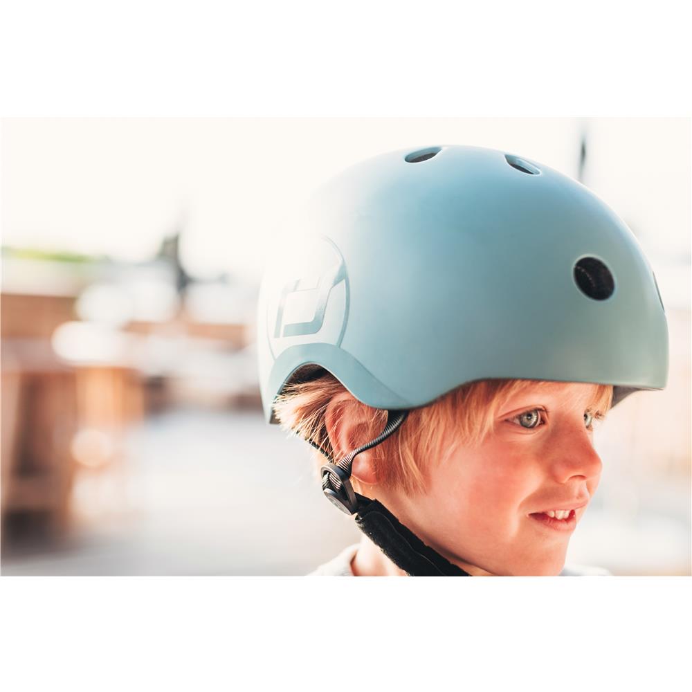 Scoot & Ride Kinderhelm Größe S-M (51-55 cm) steel - Schutzhelm mit LED-Licht
