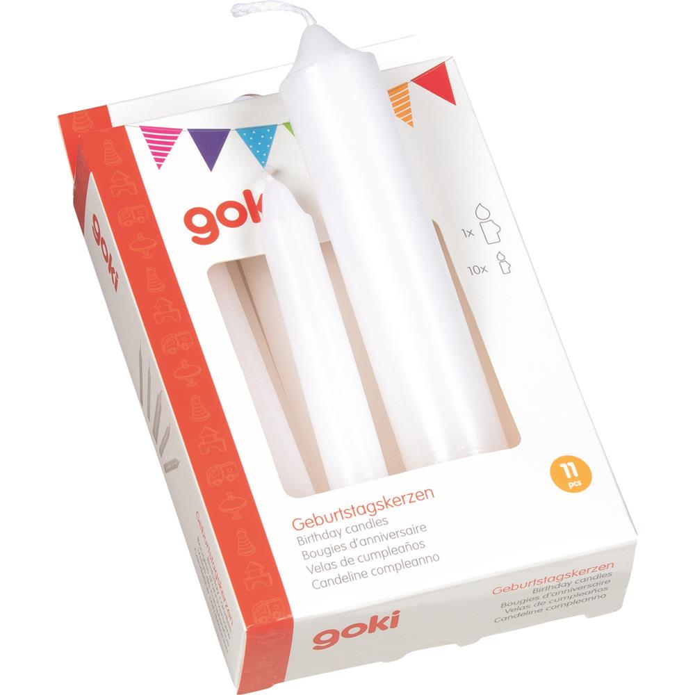 Goki Geburtstagskerzen-Set, 11 Stück, weiß
