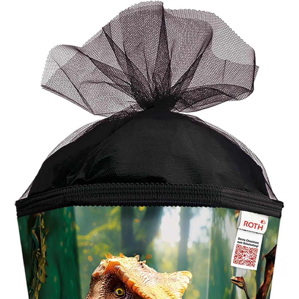 Roth Schultüte Dinosaurier T-Rex Welt, 85cm, eckig, Rot(h)-Spitze, Tüllverschluss