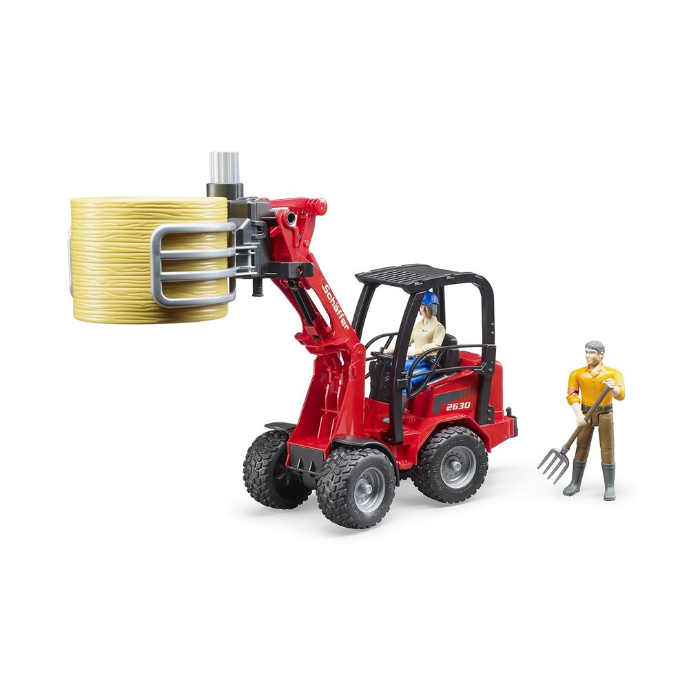 Bruder 02192 - Schäffer Hoflader 2630 mit Ballengreifzange und 1 Rundballen