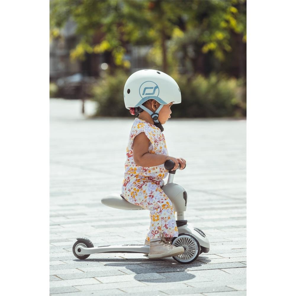 Scoot & Ride Kinderhelm Größe XXS-S (45-51 cm) ash - Schutzhelm mit LED-Licht