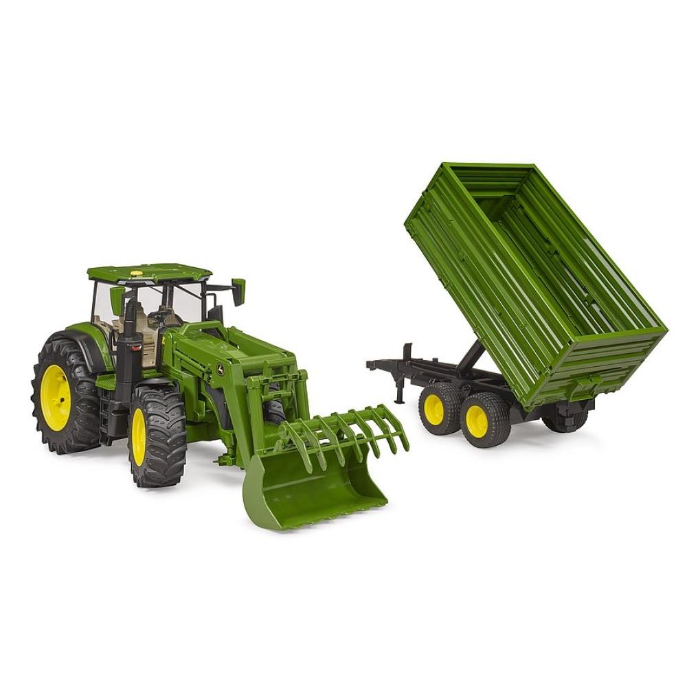 Bruder 03155 - John Deere 7R 350 mit Frontlader und Tandemachstransportanhänger