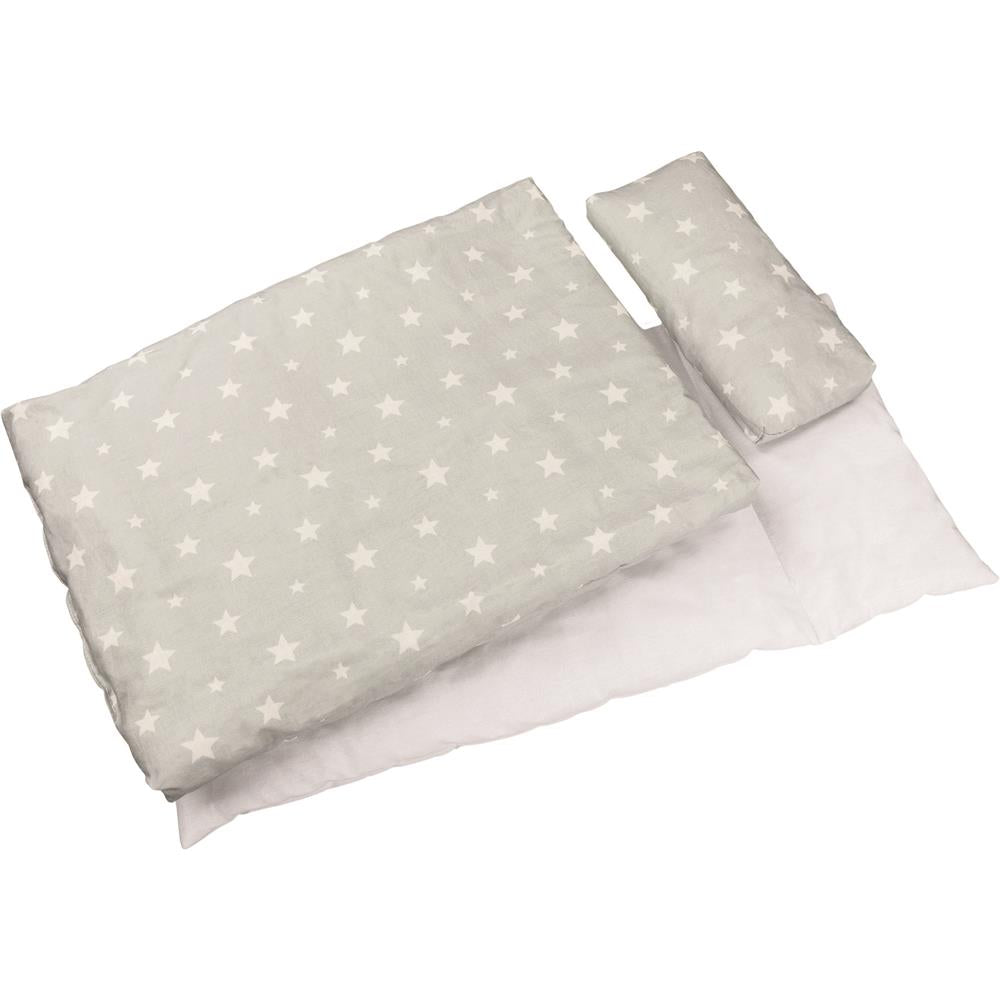Goki Puppenbettzeug Sternenhimmel, Puppenbettwäsche, grau/weiß