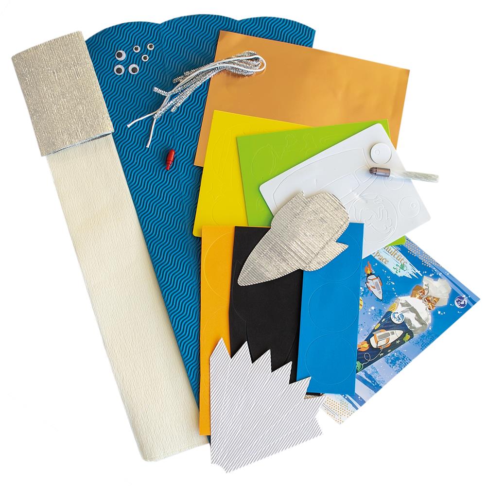 Roth Schultüte-Bastelset, Space, 68cm, eckig, Rot(h)-Spitze, Kreppverschluss