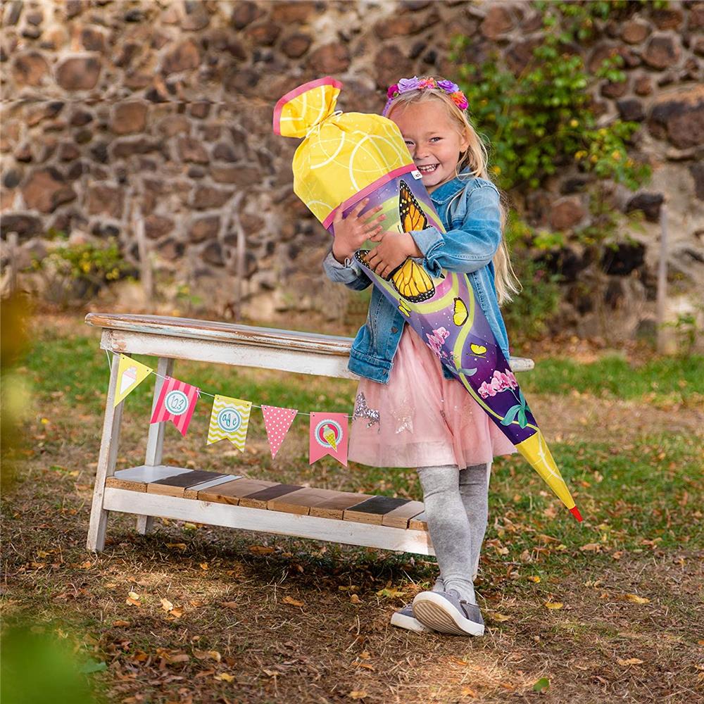 Roth Schultüte Stoffwunder Schmetterling, 85cm, eckig, Rot(h)-Spitze, mit Stoffverschluss