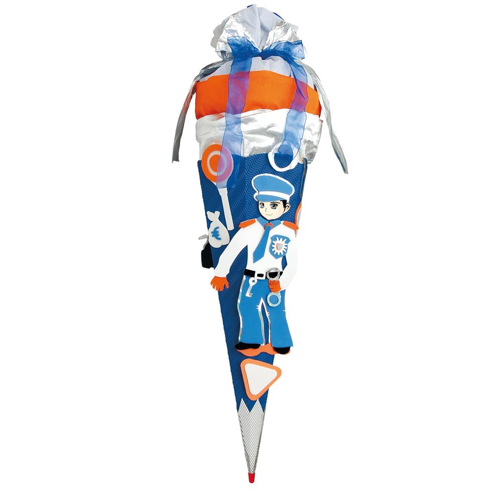 Roth Schultüte-Bastelset, Polizist, 68cm, eckig, Rot(h)-Spitze, Kreppverschluss