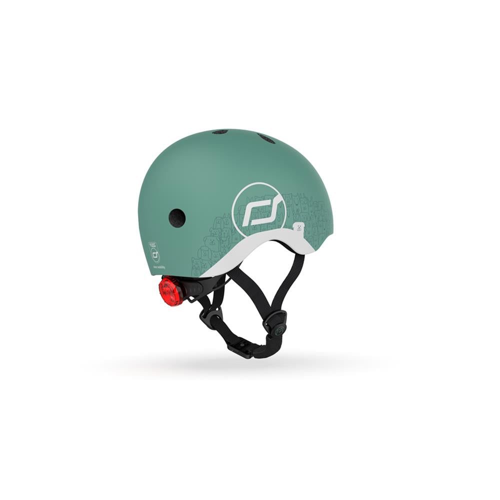 Scoot & Ride Kinderhelm Größe XXS-S (45-51 cm) reflective forest - Schutzhelm mit LED-Licht