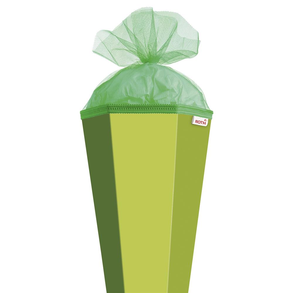 Roth Schultüte-Rohling/Basteltüte, maigrün, 85cm, eckig, Rot(h)-Spitze, mit Tüllverschluss
