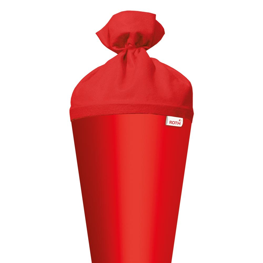 Roth Schultüte-Rohling/Basteltüte, rot, 70cm, rund, Rot(h)-Spitze, mit Filzverschluss