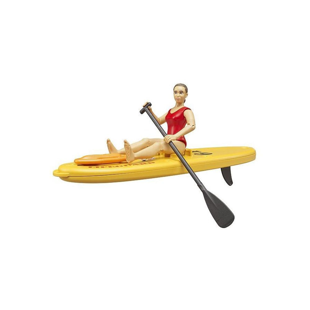 Bruder bworld 62785 Life Guard mit Stand up Paddle Rettungsschwimmerin Spielfigur mit Paddel