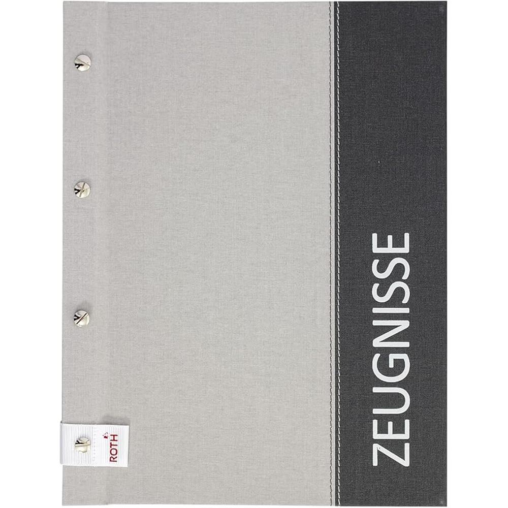 Roth Zeugnismappe Spectrum Grey, mit 12 A4 Klarsichthüllen, im Buchleineinband