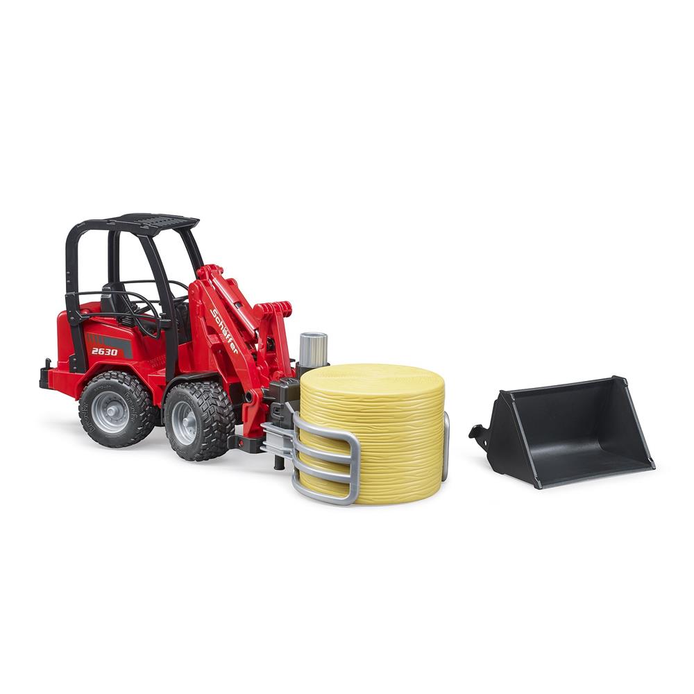Bruder 02192 - Schäffer Hoflader 2630 mit Ballengreifzange und 1 Rundballen