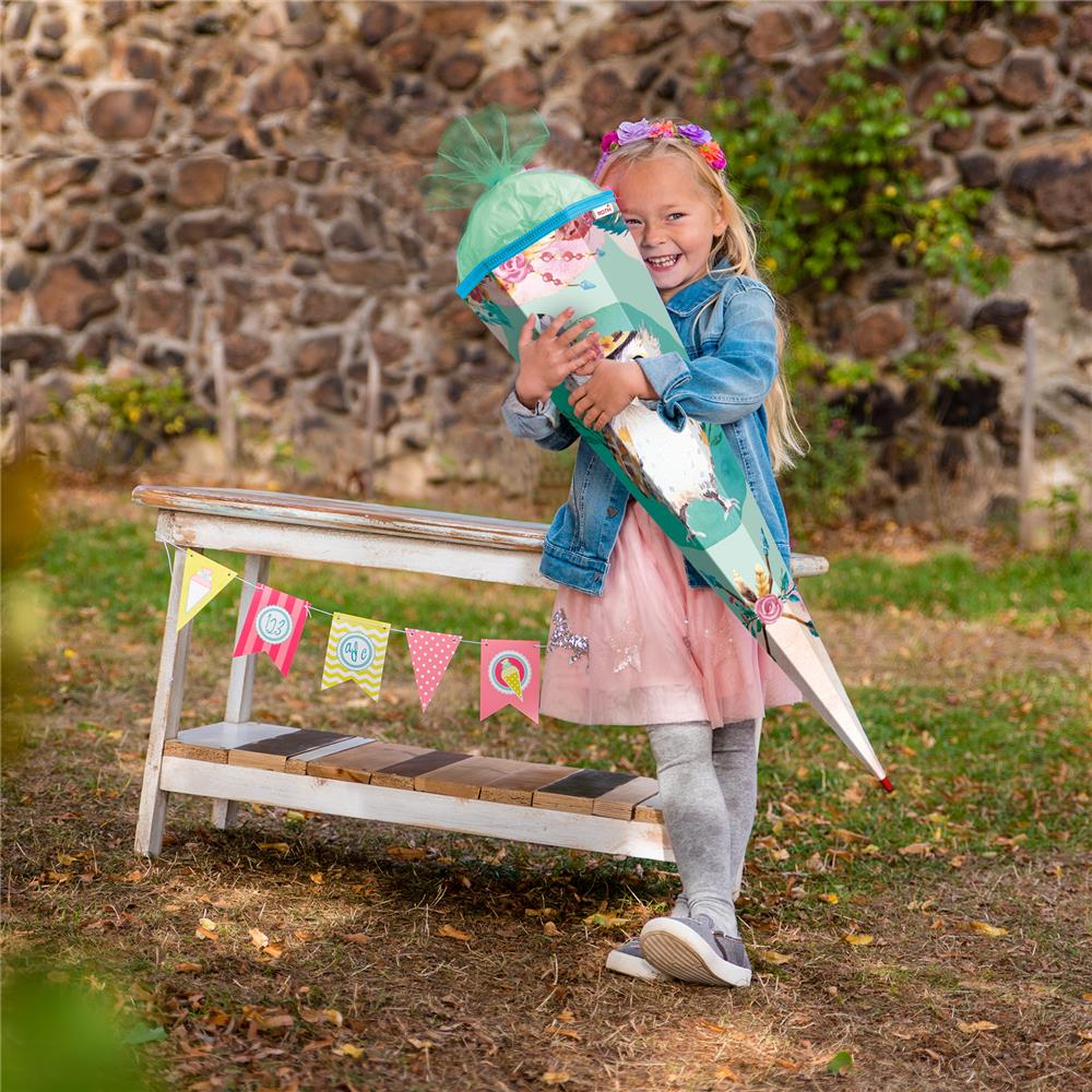 Roth Schultüte Eule Lieselotte, 85cm, eckig, Rot(h)-Spitze, Tüllverschluss