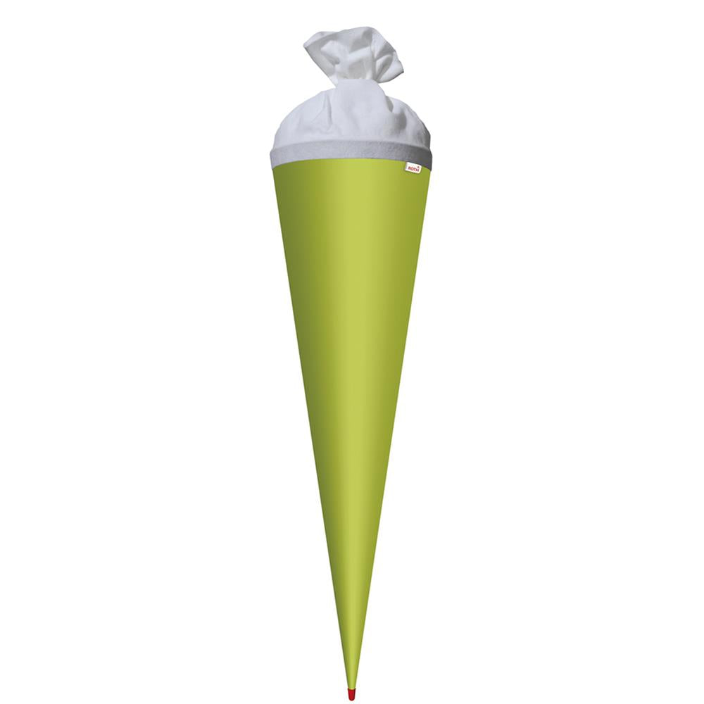 Roth Schultüte-Rohling/Basteltüte, maigrün, 70cm, rund, Rot(h)-Spitze, mit Filzverschluss (weiß)