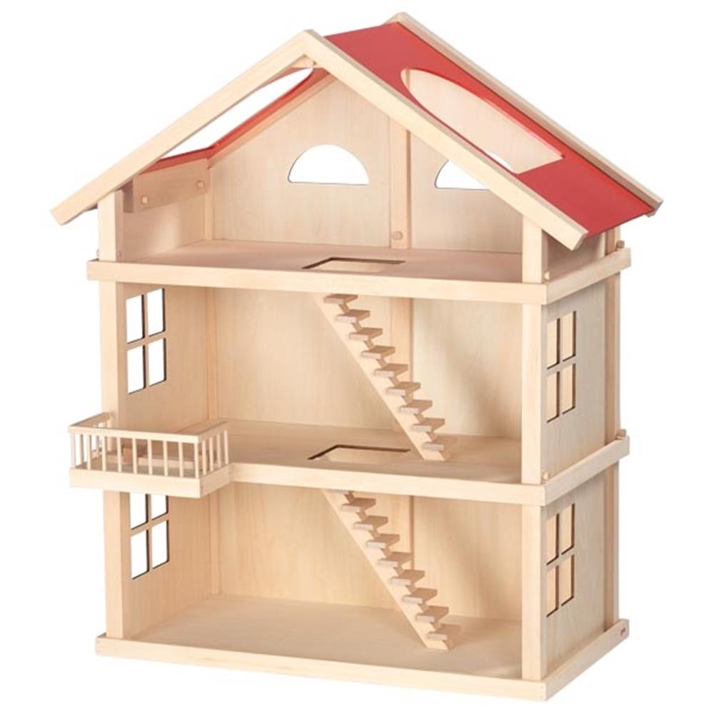 Goki Puppenhaus mit 3 Etagen, Puppenstube aus Holz