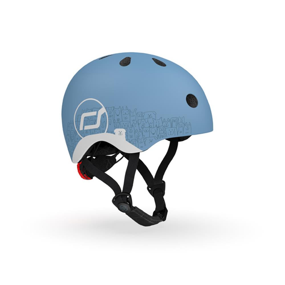 Scoot & Ride Reflektierender Kinderhelm Größe XXS-S (45-51 cm) steel - mit LED-Licht
