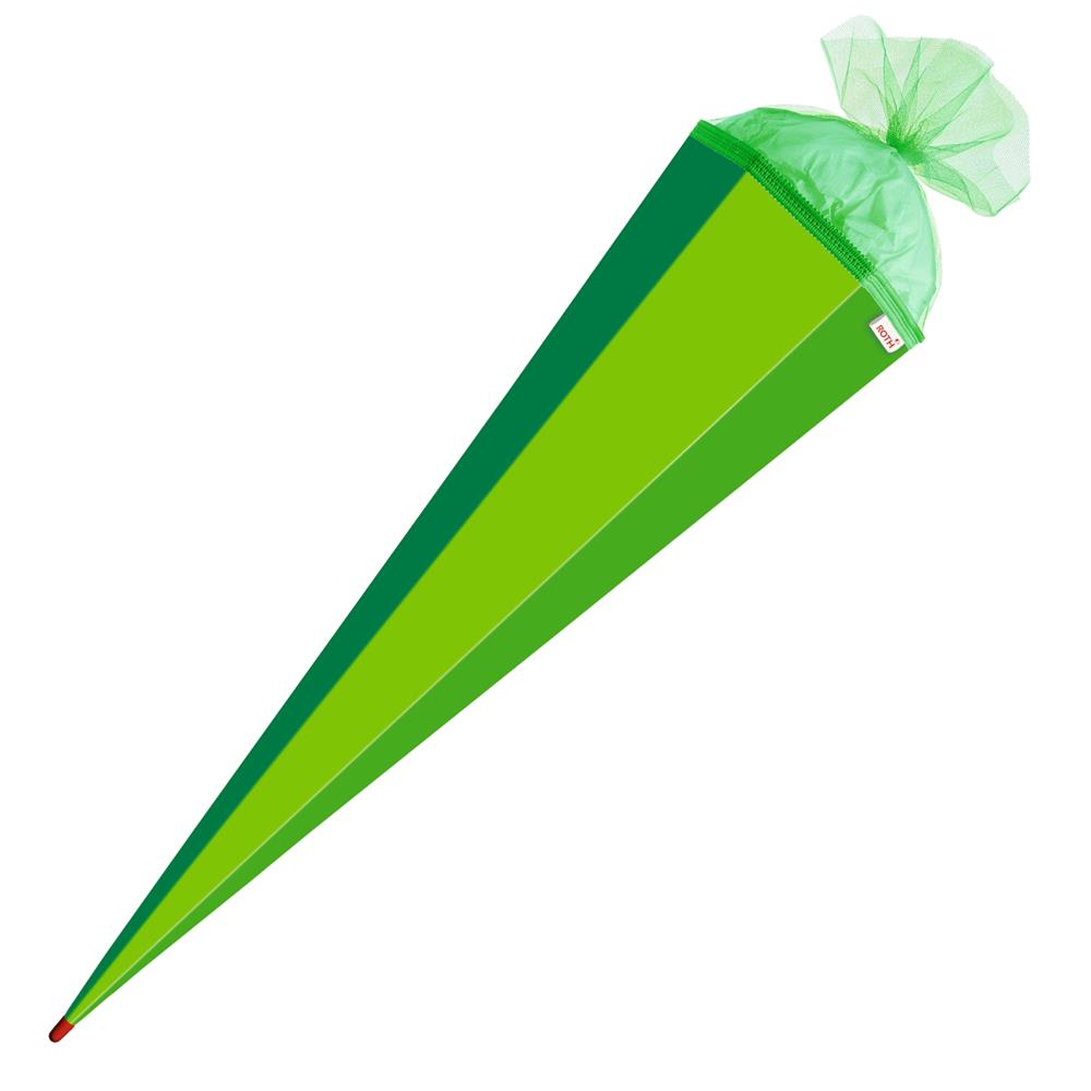 Roth Schultüte-Rohling/Basteltüte, grün, 85cm, eckig, Rot(h)-Spitze, mit Tüllverschluss