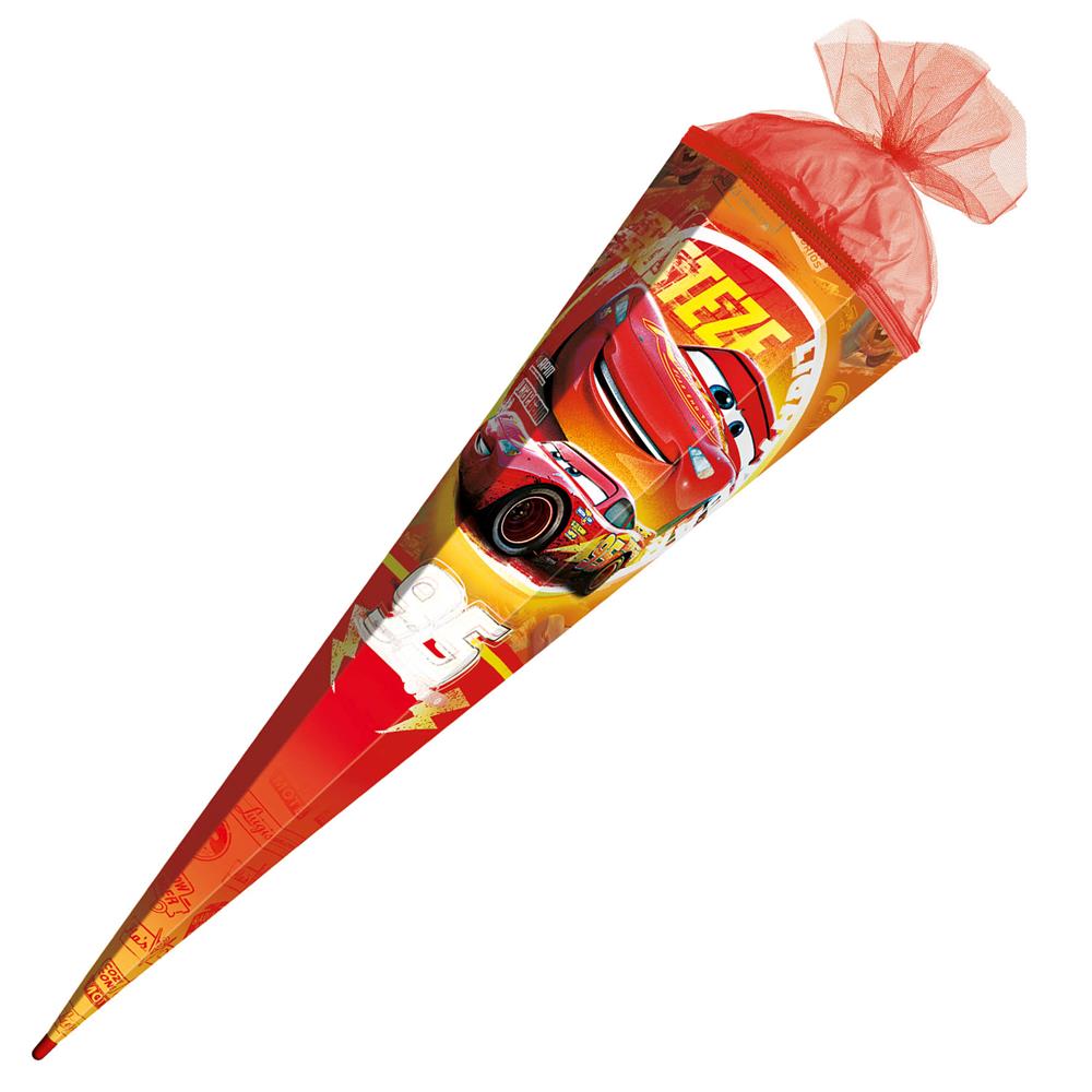 Roth Schultüte Disney Cars, 85cm, eckig, Rot(h)-Spitze, Tüllverschluss, Folieneffekt